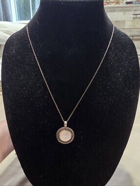 Anna Beck Mother-of-Pearl  2 Tone Dot Pendant Sterling silver On Sterling Chain